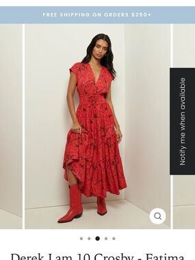 10 Crosby Derek Lam Red Printed Midi Dress